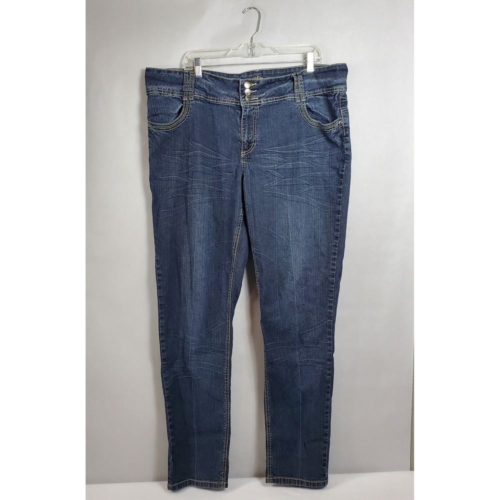 REVOLT Women's Dark Wash Denim Jeans‎ Size 20 Stretch Bootcut Classic Fit